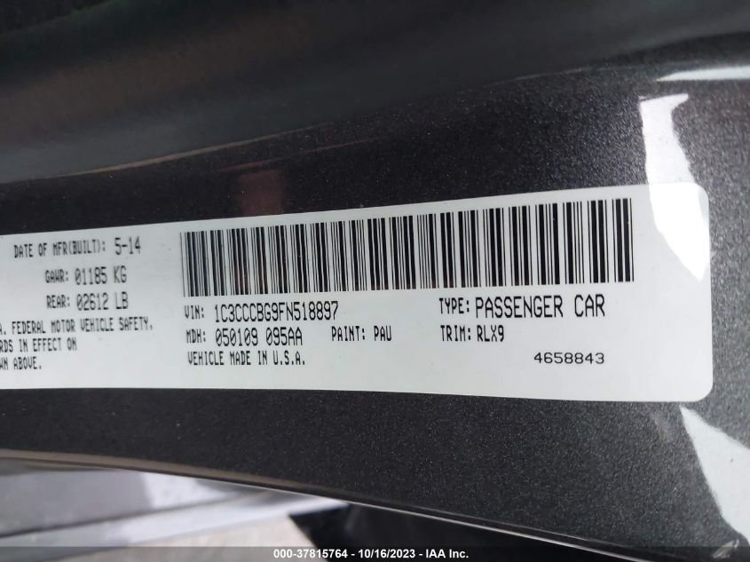 2015 CHRYSLER 200 S - 1C3CCCBG9FN518897