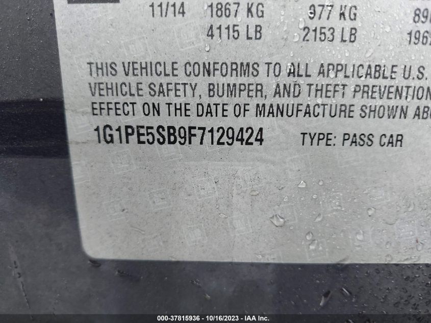 2015 CHEVROLET CRUZE LT - 1G1PE5SB9F7129424