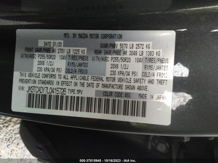 2020 MAZDA CX-9 GRAND TOURING - JM3TCADY7L0415726