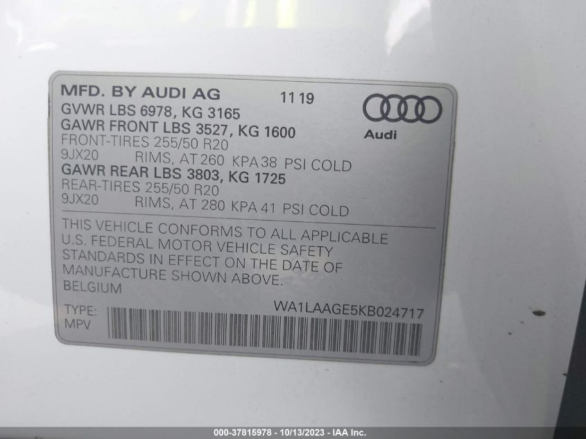 WA1LAAGE5KB024717 Audi E-Tron PREMIUM PLUS 9