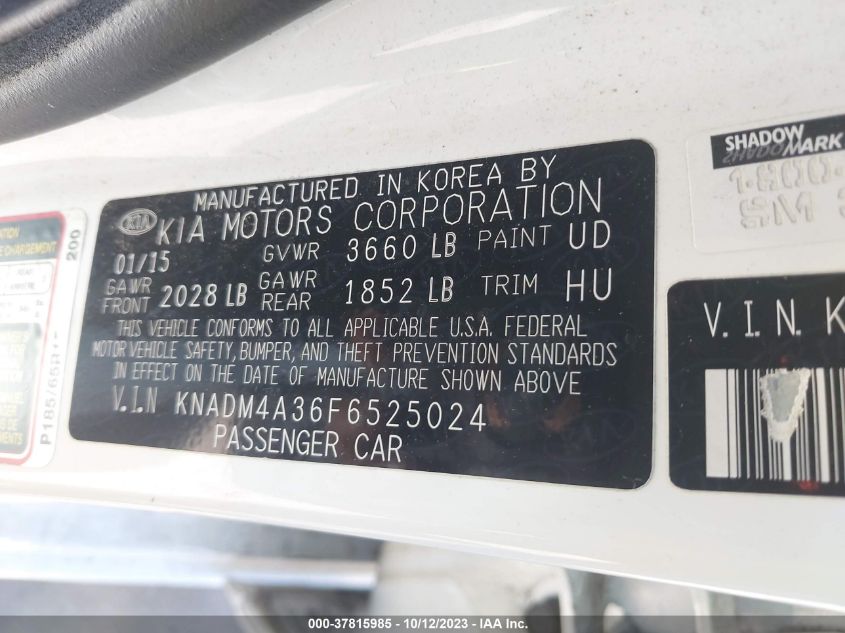 2015 KIA RIO LX - KNADM4A36F6525024