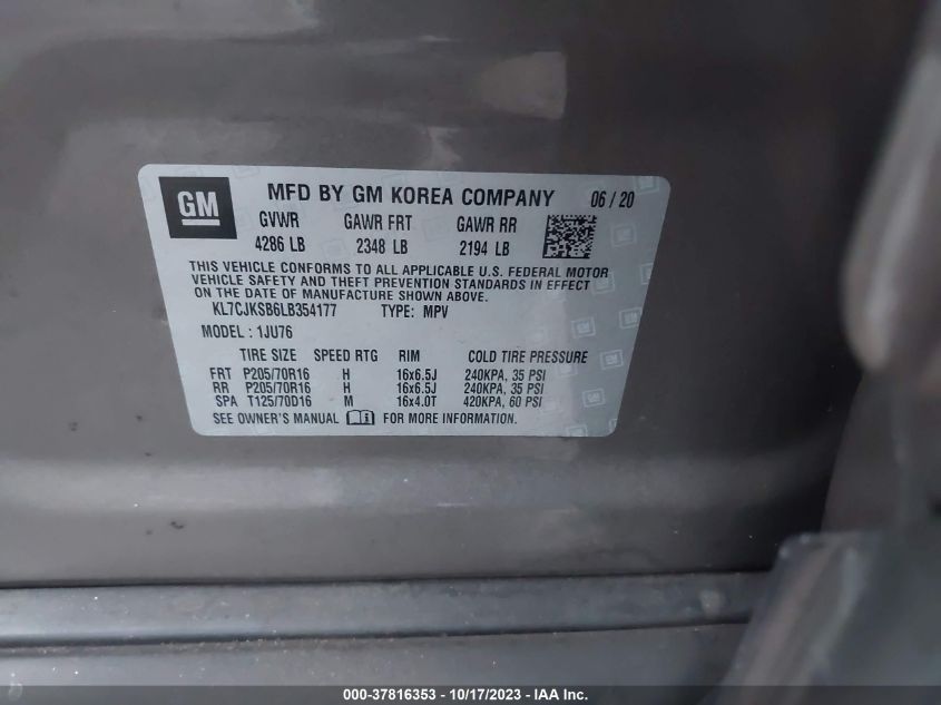 2020 CHEVROLET TRAX LS - KL7CJKSB6LB354177