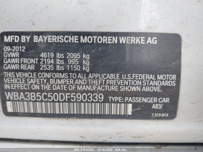2013 BMW 3 SERIES 328I XDRIVE - WBA3B5C50DF590339