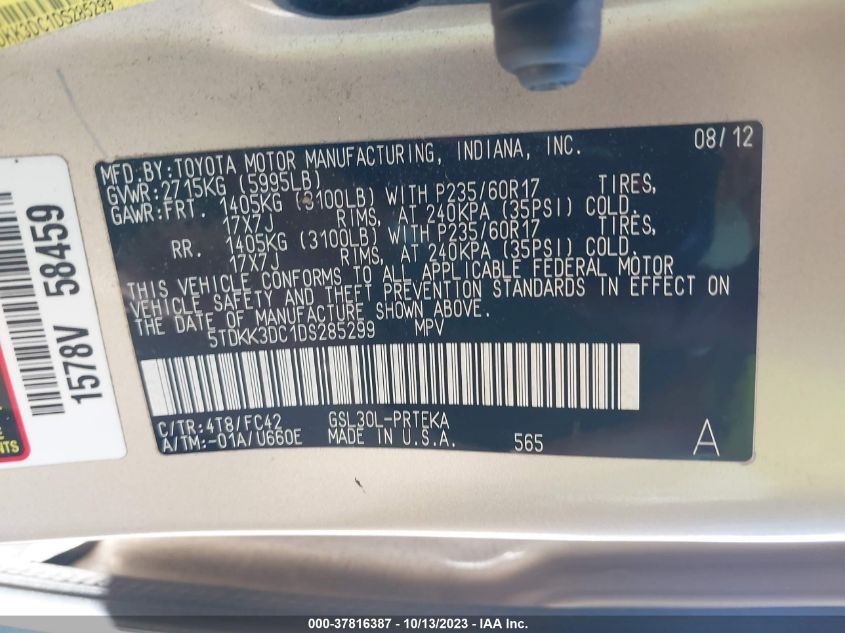 2013 TOYOTA SIENNA LE - 5TDKK3DC1DS285299