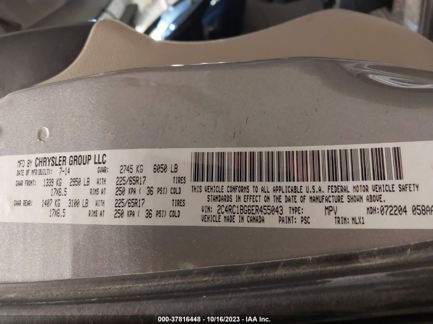 2014 CHRYSLER TOWN & COUNTRY TOURING - 2C4RC1BG6ER455043