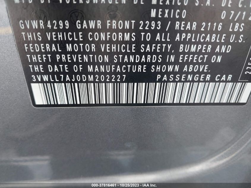 2013 VOLKSWAGEN JETTA SEDAN TDI 3VWLL7AJ0DM202227