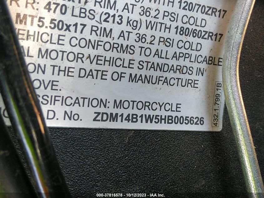 2017 DUCATI SUPERBIKE 959 PANIGALE ZDM14B1W5HB005626