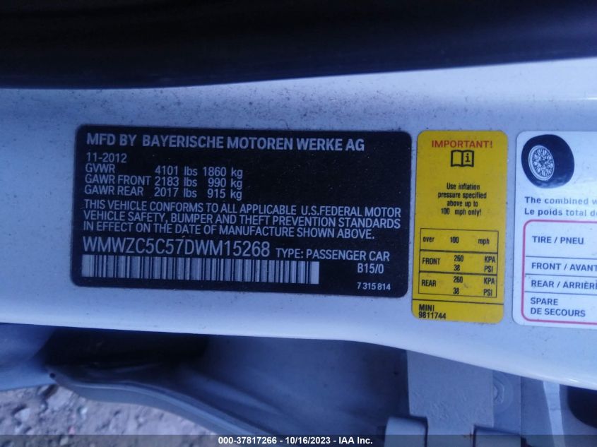 2013 MINI COOPER COUNTRYMAN S ALL4 WMWZC5C57DWM15268