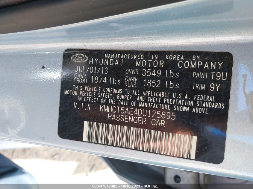 2013 HYUNDAI ACCENT GLS/GS - KMHCT5AE4DU125895