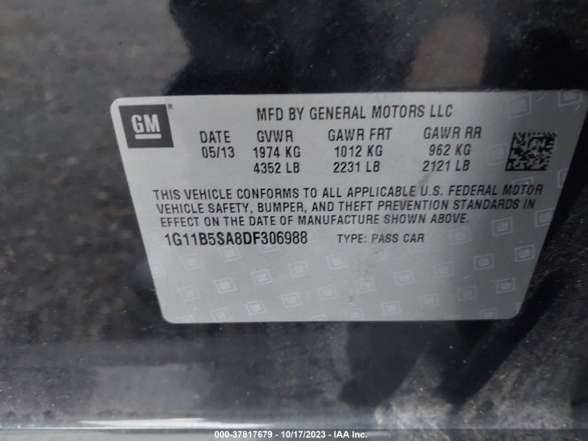 2013 CHEVROLET MALIBU LS - 1G11B5SA8DF306988