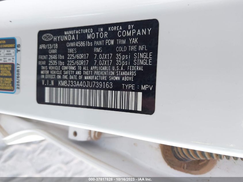 2018 HYUNDAI TUCSON SEL - KM8J33A40JU739163