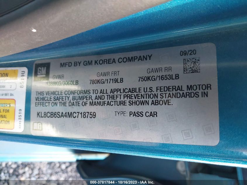 2021 CHEVROLET SPARK LS - KL8CB6SA4MC718759