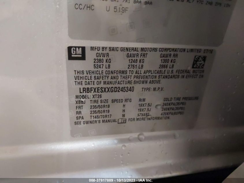 2016 BUICK ENVISION PREMIUM - LRBFXESXXGD245340