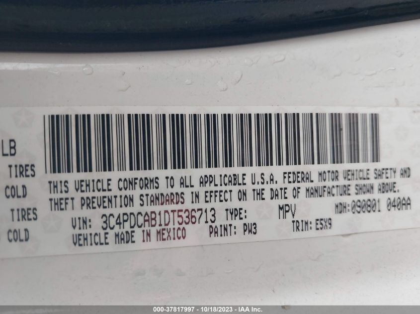 2013 DODGE JOURNEY AMERICAN VALUE PKG - 3C4PDCAB1DT536713