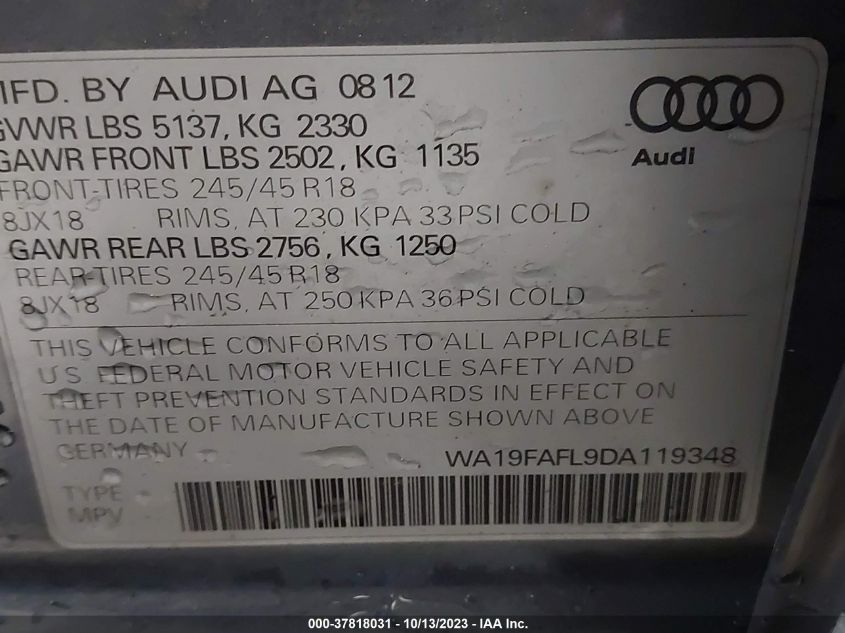 2013 AUDI ALLROAD PREMIUM - WA19FAFL9DA119348
