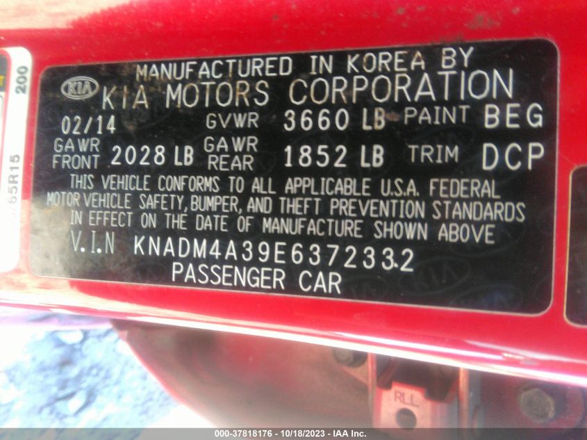 2014 KIA RIO LX - KNADM4A39E6372332