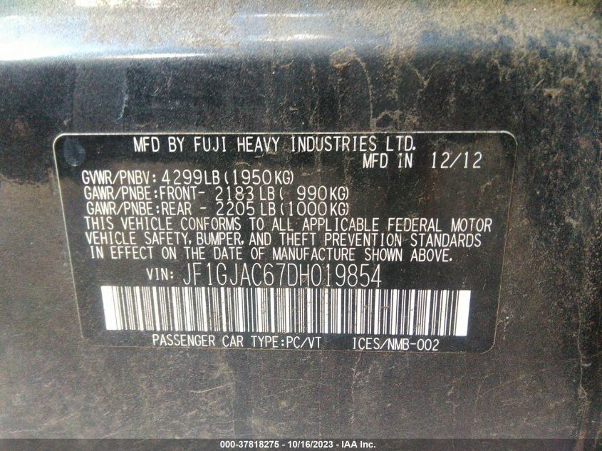 2013 SUBARU IMPREZA SEDAN PREMIUM - JF1GJAC67DH019854
