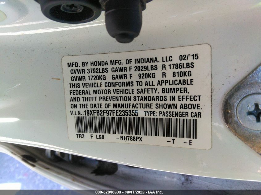 2015 HONDA CIVIC EX-L 19XFB2F97FE235355