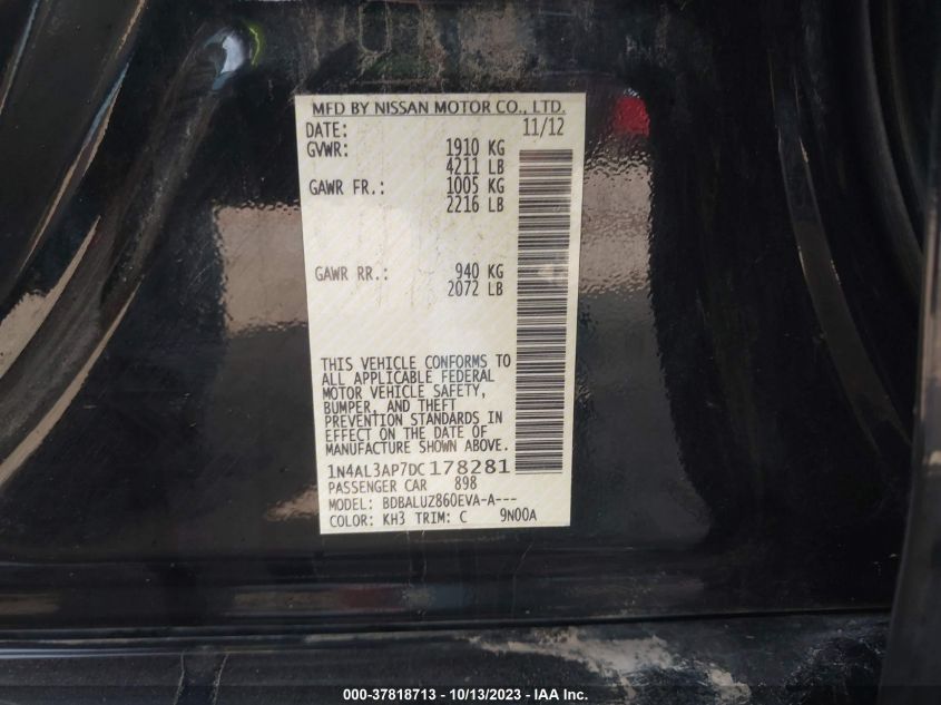 2013 NISSAN ALTIMA 2.5 SV - 1N4AL3AP7DC178281