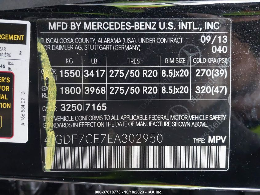 2014 MERCEDES-BENZ GL-CLASS GL 450 - 4JGDF7CE7EA302950