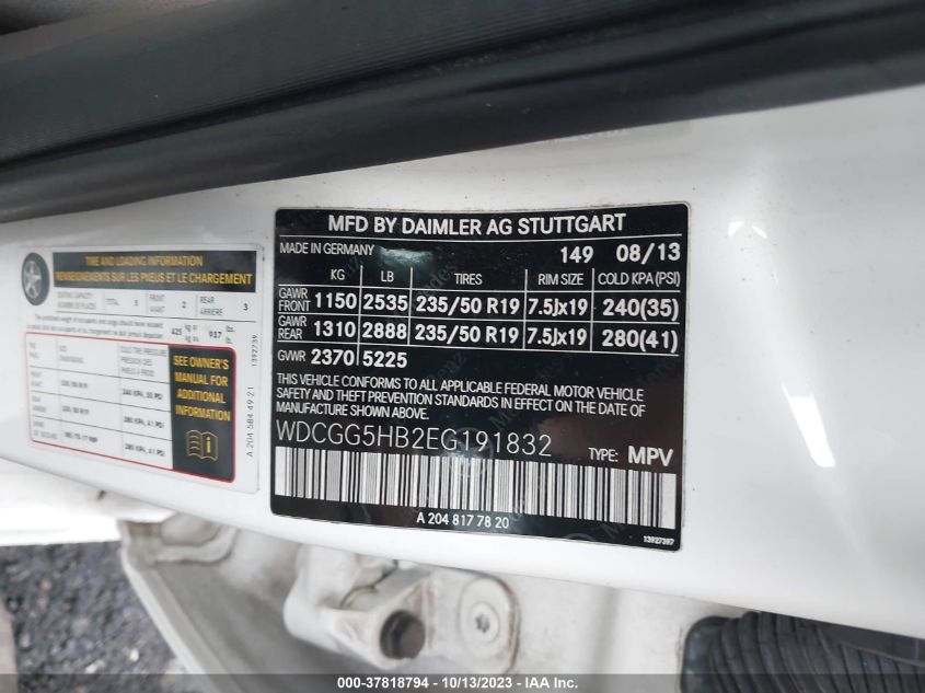 2014 MERCEDES-BENZ GLK-CLASS GLK 350 WDCGG5HB2EG191832