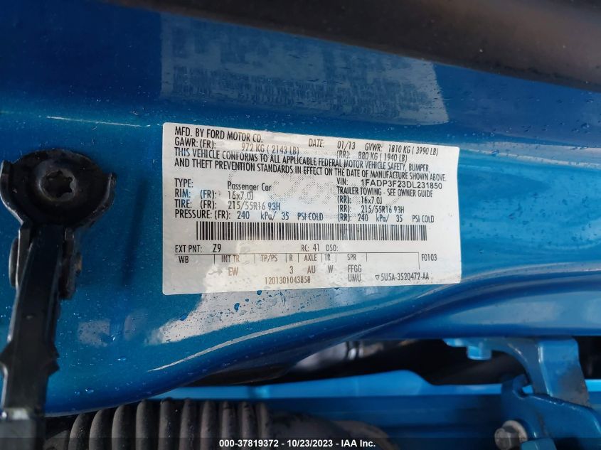 2013 FORD FOCUS SE - 1FADP3F23DL231850