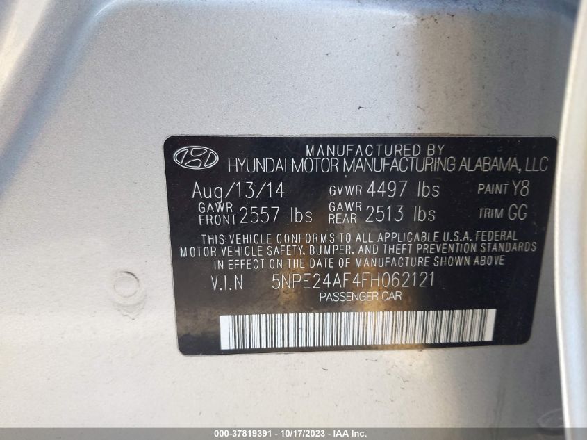 2015 HYUNDAI SONATA SE - 5NPE24AF4FH062121