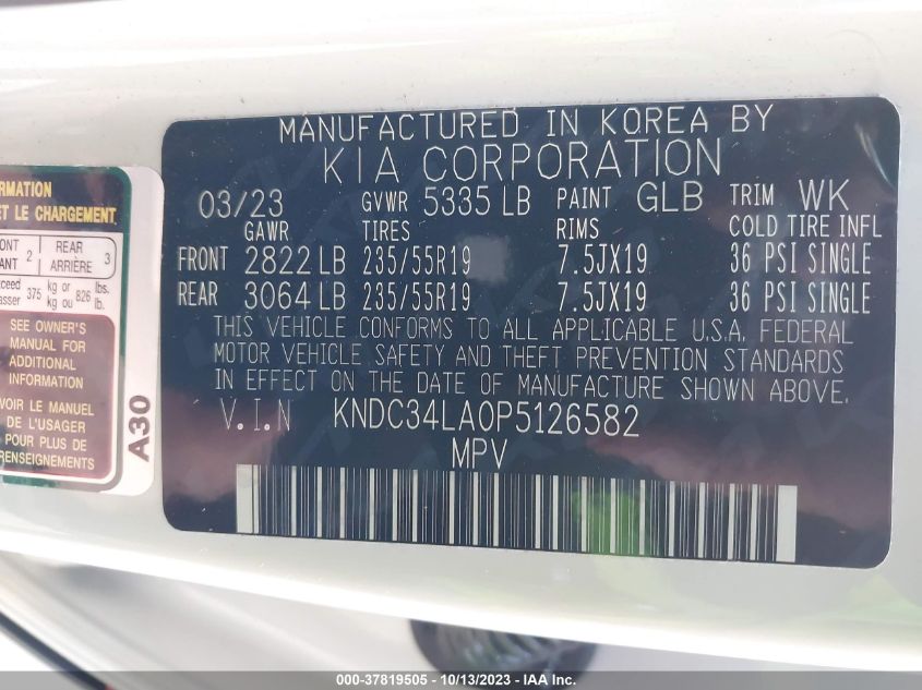 2023 KIA EV6 WIND KNDC34LA0P5126582