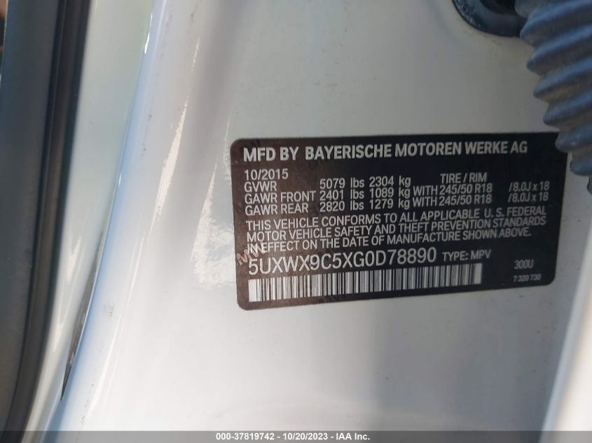 5UXWX9C5XG0D78890 2016 BMW X3, photo no. 9