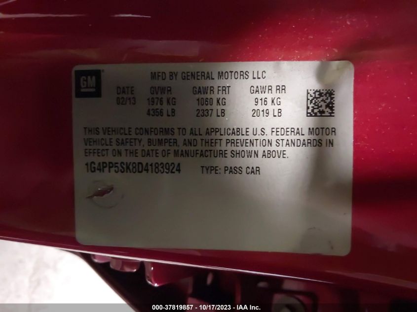 2013 BUICK VERANO - 1G4PP5SK8D4183924