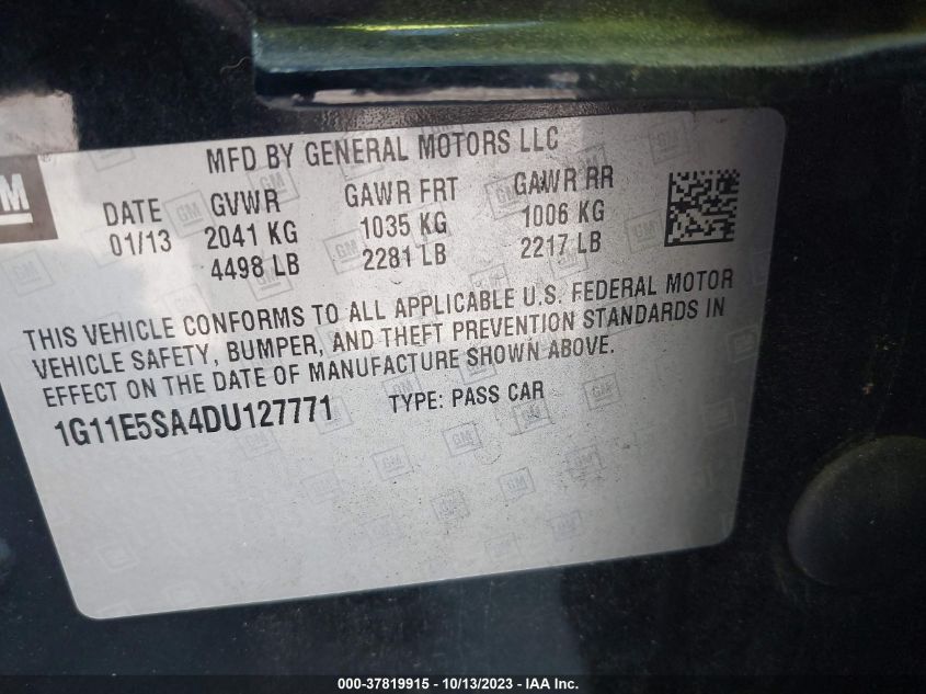 2013 CHEVROLET MALIBU LT - 1G11E5SA4DU127771