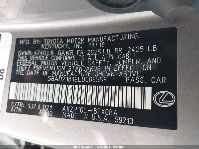 58AD21B18LU006556 Lexus ES ES 300H 9