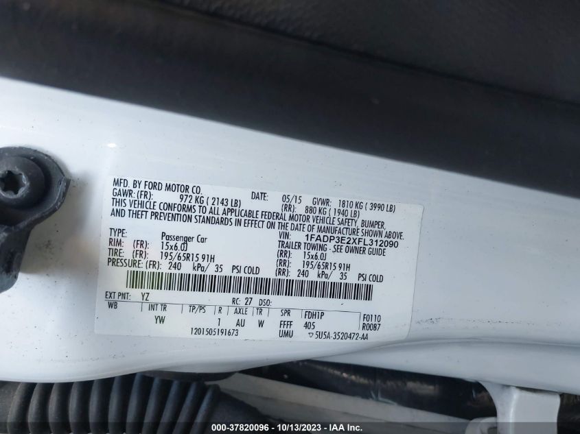 2015 FORD FOCUS S - 1FADP3E2XFL312090