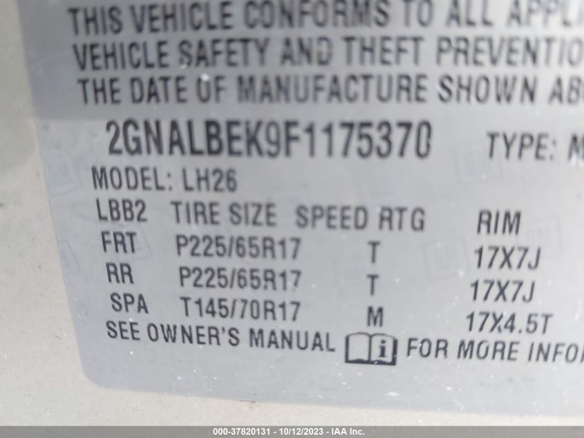 2015 CHEVROLET EQUINOX LT - 2GNALBEK9F1175370