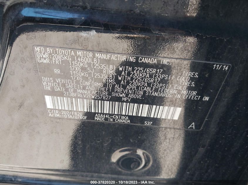 2015 TOYOTA RAV4 LE - 2T3BFREV2FW257827