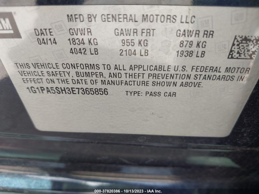 2014 CHEVROLET CRUZE LS - 1G1PA5SH3E7365856