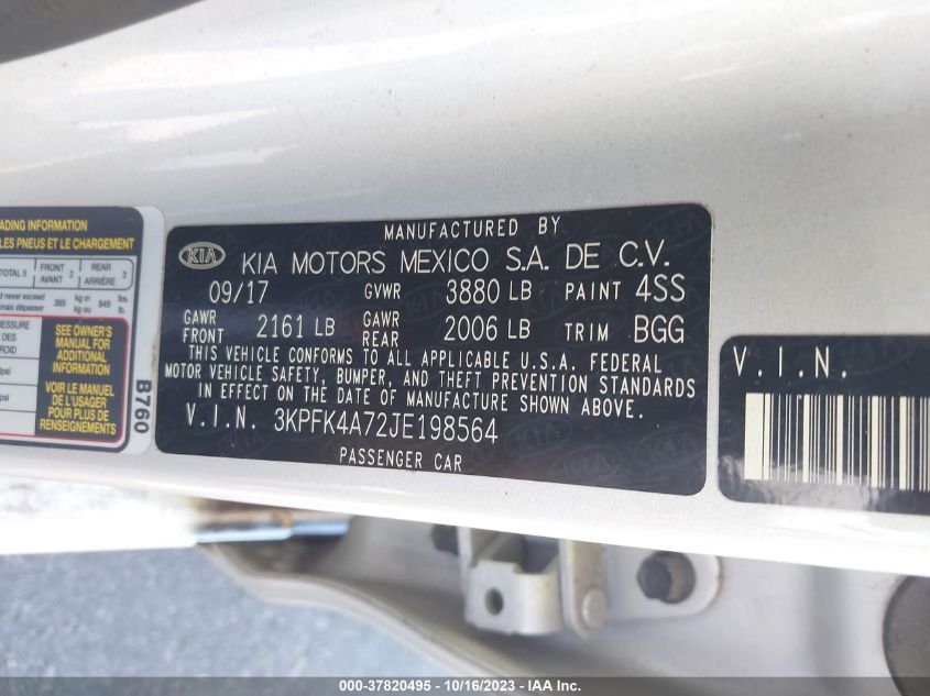 2018 KIA FORTE LX - 3KPFK4A72JE198564