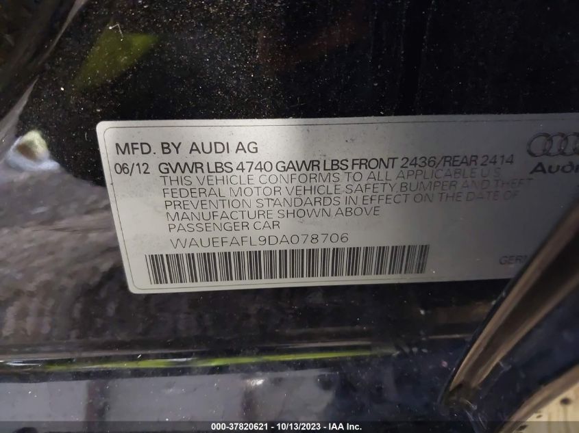 2013 AUDI A4 PREMIUM PLUS - WAUEFAFL9DA078706
