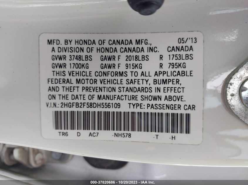 2013 HONDA CIVIC LX - 2HGFB2F58DH556109