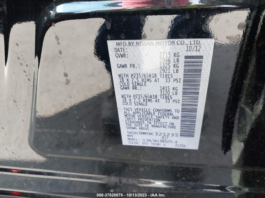 2013 INFINITI JX 5N1AL0MM5DC325235