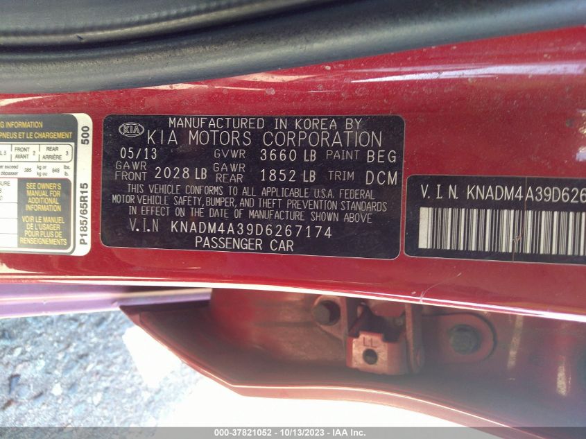 2013 KIA RIO LX - KNADM4A39D6267174