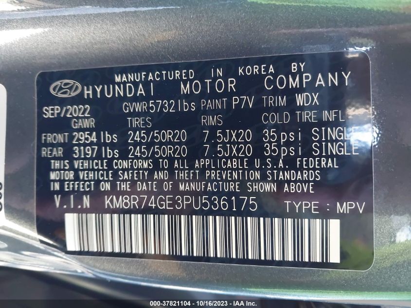 KM8R74GE3PU536175 Hyundai Palisade CALLIGRAPHY 9