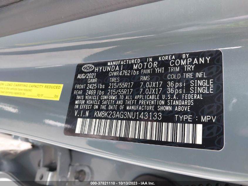 KM8K23AG3NU143133 Hyundai Kona Electric SEL 9