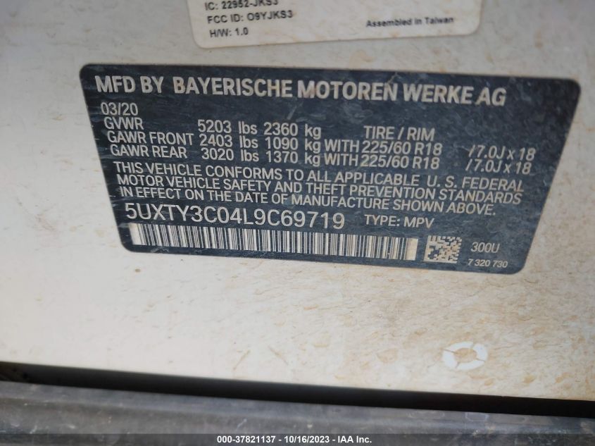 5UXTY3C04L9C69719 2020 BMW X3, photo no. 9