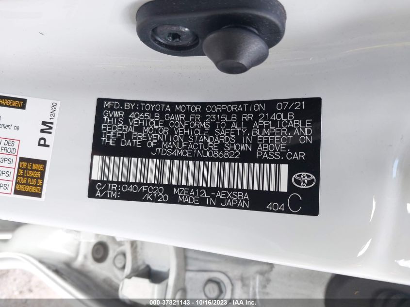 2022 TOYOTA COROLLA SE/SE NIGHTSHADE/APEX SE - JTDS4MCE1NJ086822