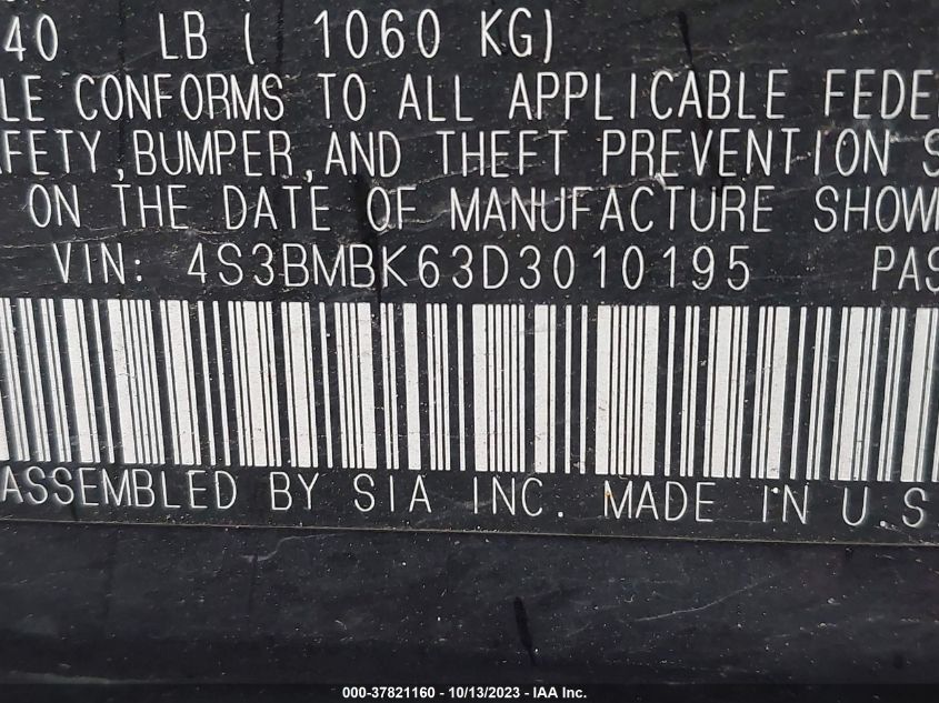 2013 SUBARU LEGACY 2.5I LIMITED - 4S3BMBK63D3010195