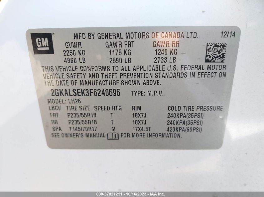 2015 GMC TERRAIN SLT - 2GKALSEK3F6240696