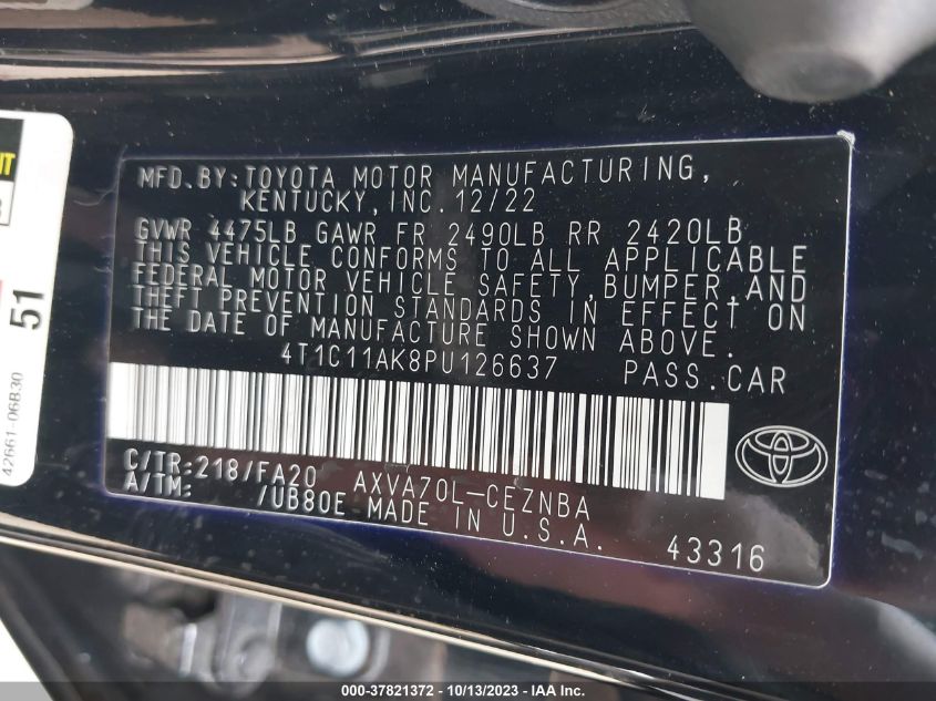 2023 TOYOTA CAMRY LE - 4T1C11AK8PU126637