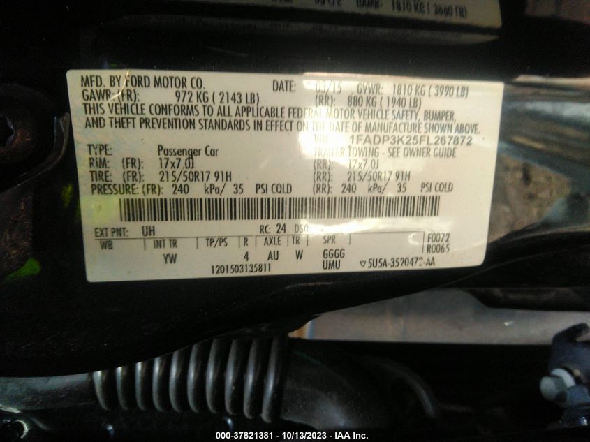 2015 FORD FOCUS SE - 1FADP3K25FL267872