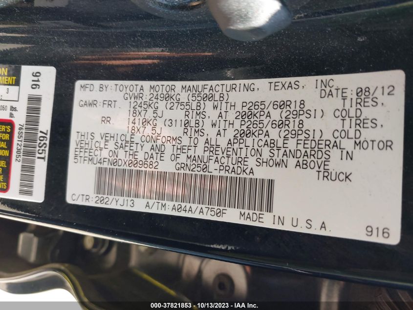 2013 TOYOTA TACOMA - 5TFMU4FN0DX009682